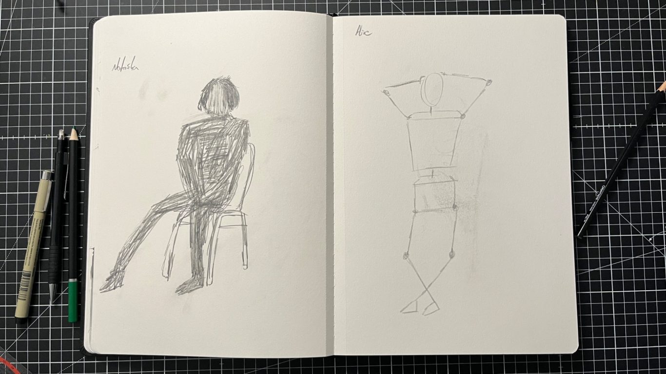 Kritzelkörper & Geometrisierter Körper (Bleistift)