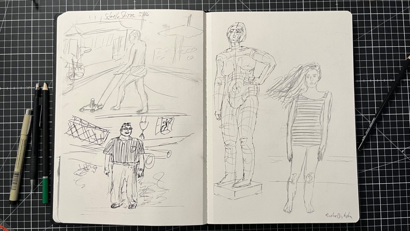 Schnelle Körperskizzen nach Vorlage (Bleistift & Kugelschreiber)