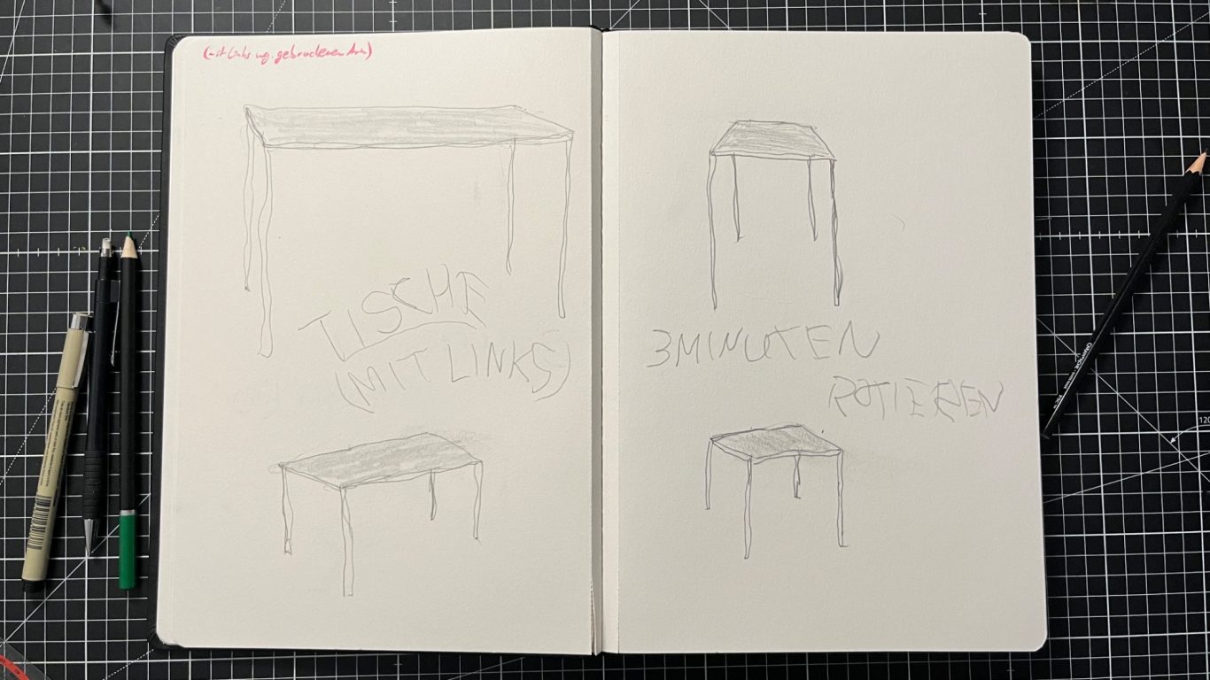 Tische (mit Links gezeichnet) (Bleistift)